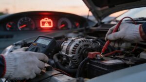 battery light comes on and off battery testing