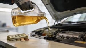 average oil change cost oil pouring