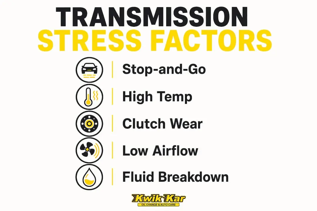 Infographic displaying key transmission stress factors in Fort Worth