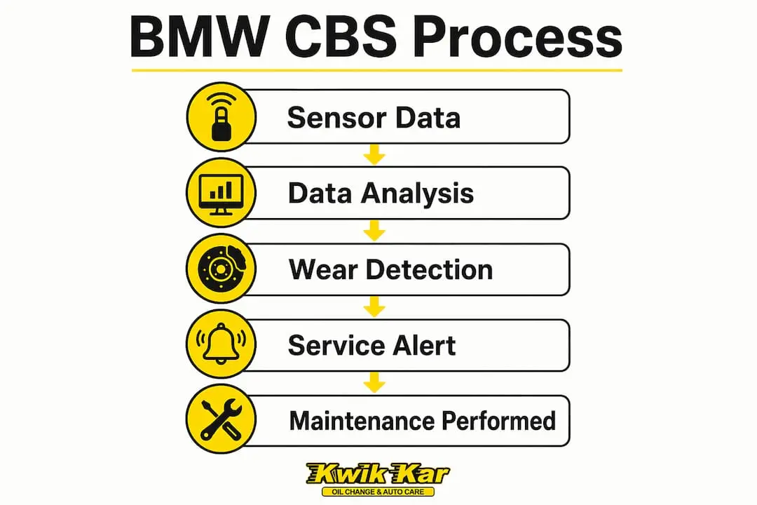 Infographic showing BMW CBS service process steps