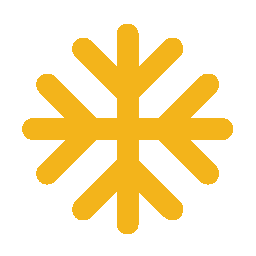 Yellow snowflake icon on transparent background