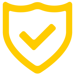 Yellow shield icon with a check mark