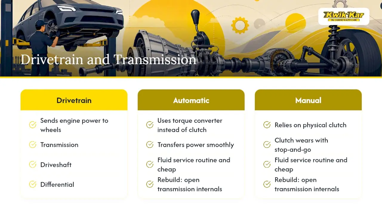 Diagram of drivetrain and transmission components