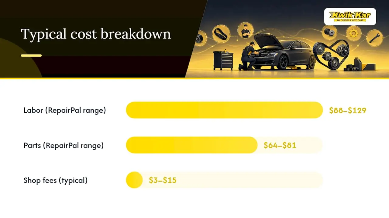 Cost breakdown diagram for serpentine belt replacement