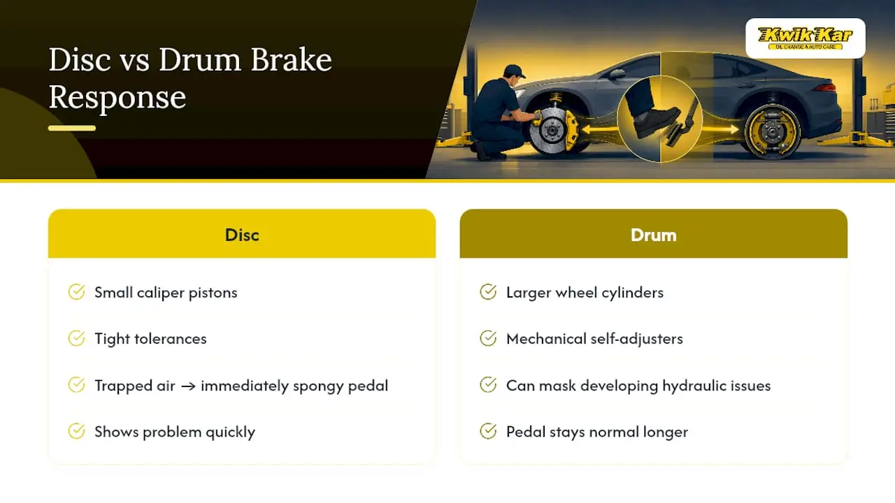 Disc and drum brake soft-pedal comparison