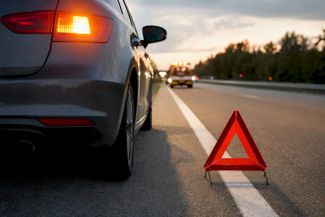 Vehicle waiting safely for roadside assistance