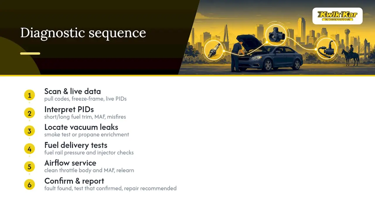 How a Shop Diagnoses an Engine That Idles Rough — overview diagram