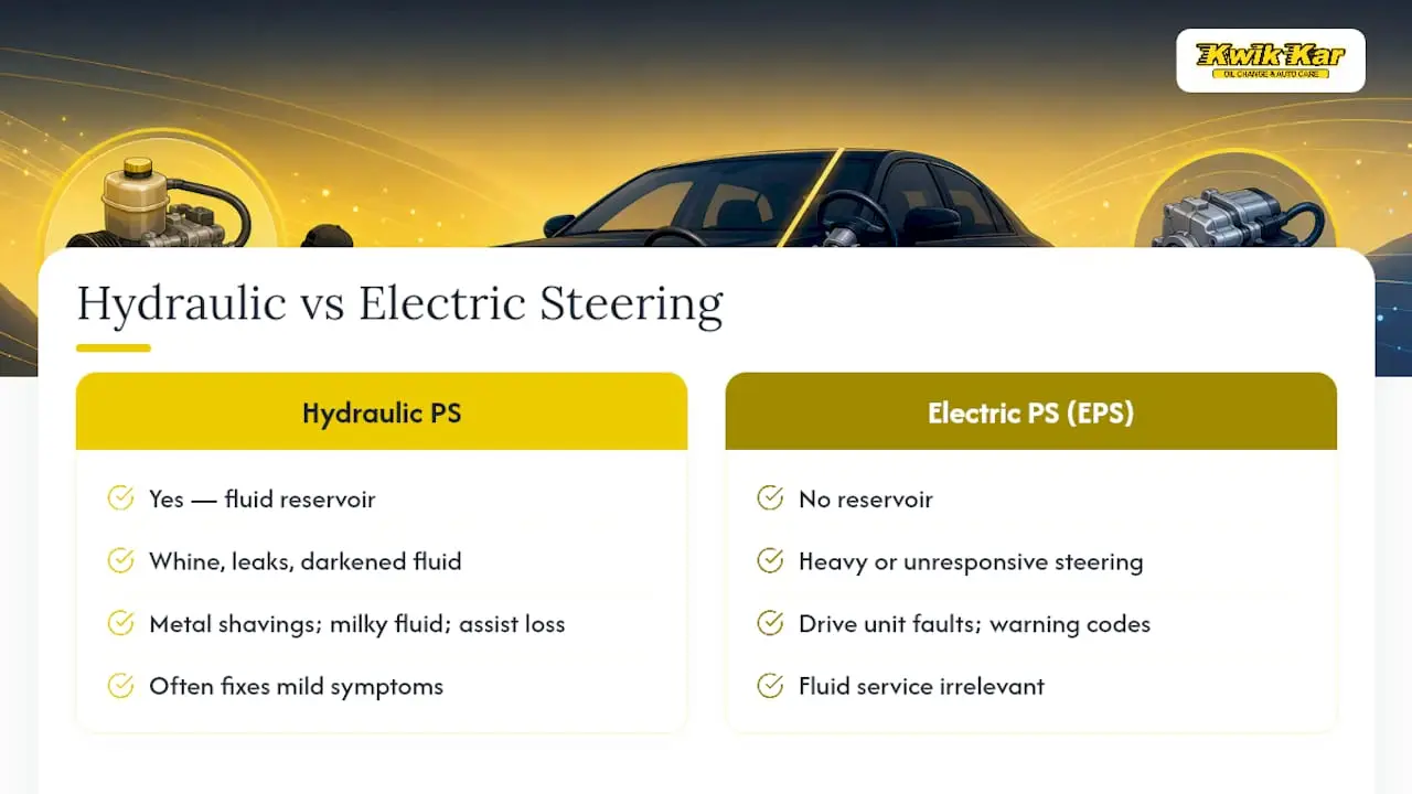 Hydraulic and electric steering comparison
