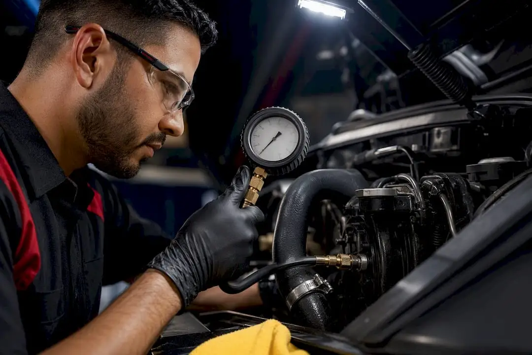 Pressure test evidence beside vehicle leak